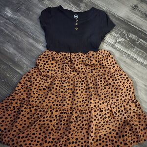 Wonder Nation Dress -Black Ribbed Top With Animal Print Skirt